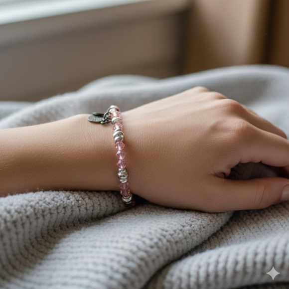 Alex And Ani Elegant Pink Beaded Bracelet (EUC) - Picture 5 of 5